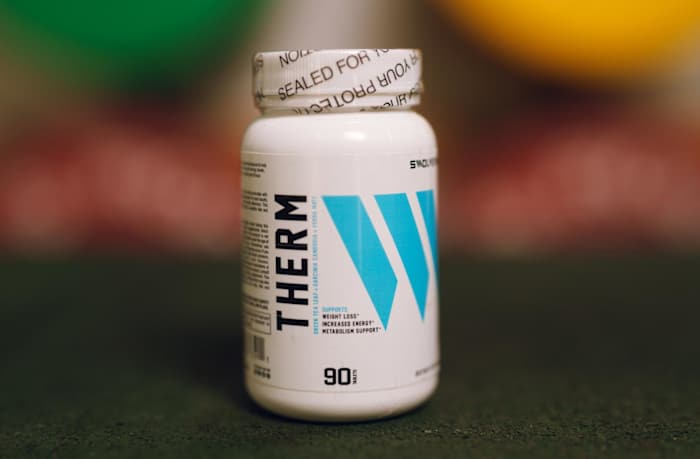 A bottle of Swolverine Therm